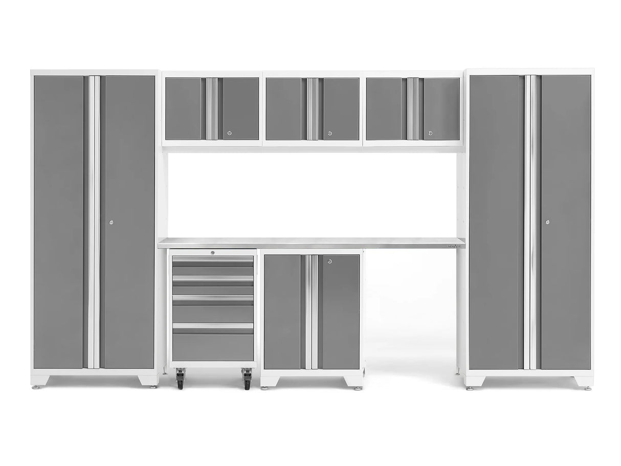 Bold Series 8 Piece Cabinet Set with Tool, Base, Wall Cabinets and 30 In. Lockers
