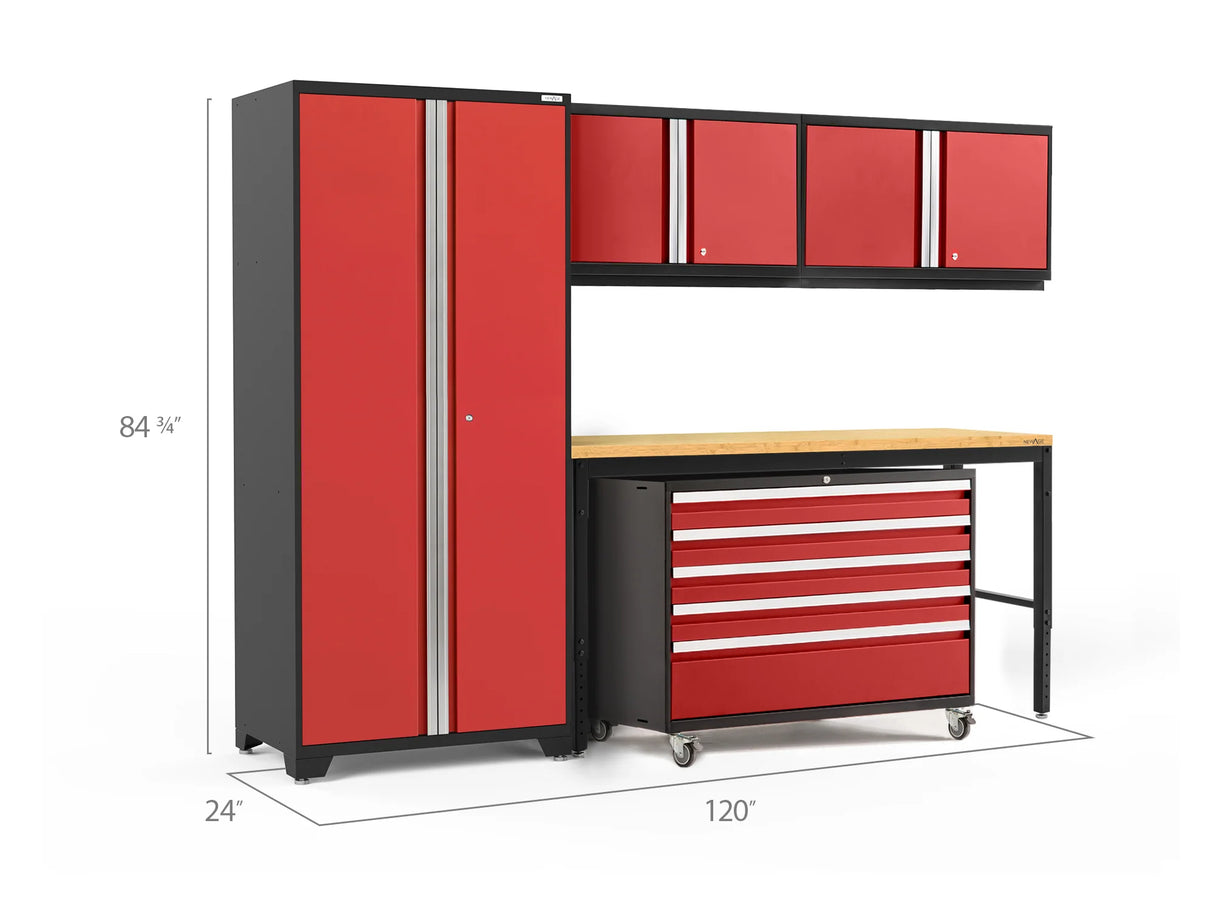 Pro Series 5 Piece Cabinet Set with Wall, Tool Cabinet, Locker and 84 In. Workbench