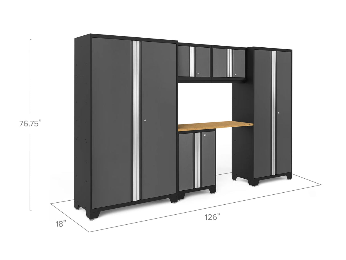 Bold Series 6 Piece Cabinet Set with Base, Wall Cabinets, 30 In. Locker and 48 In. RTA Locker