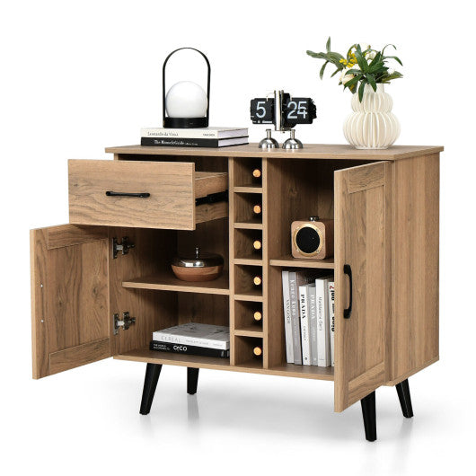 2-Door Buffet Sideboard with 6-Bottle Wine Rack Drawer