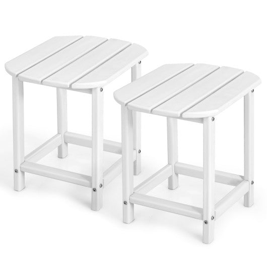 2-Pieces 18 Inches Adirondack Outdoor Side Table for Patio and Garden-White