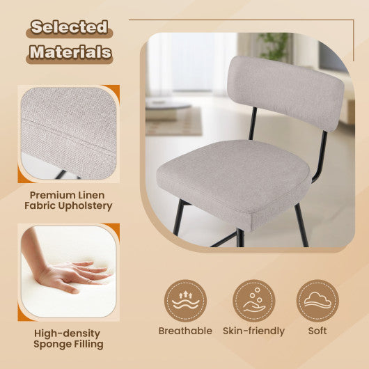 25 Inch 2-Piece Modern Upholstered Bar Stools with Back and Footrests-Beige