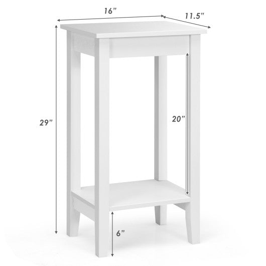Set of 2 Versatile 2-Tier End Table with Storage Shelf-White