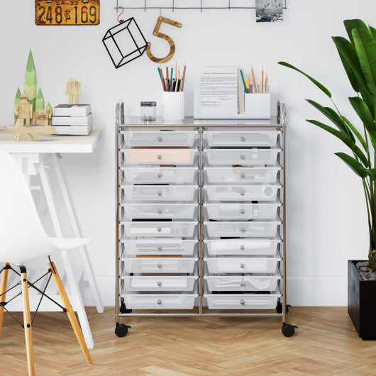 20 Drawers Storage Rolling Cart Studio Organizer-Transparent