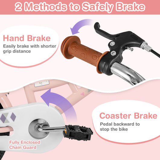 12 Inch Kids Bike Retro Bicycle with Adjustable Height and Basket for Ages 3-8 Years Old