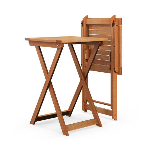 20 Inch Hardwood Patio Folding Table with Slatted Tabletop