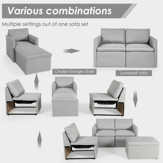 Convertible L-Shaped Sectional Sofa Couch with Reversible Chaise-Light Gray