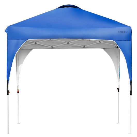 6.6 x 6.6 Feet Outdoor Pop Up Height Adjustable Canopy Tent with Roller Bag-Blue