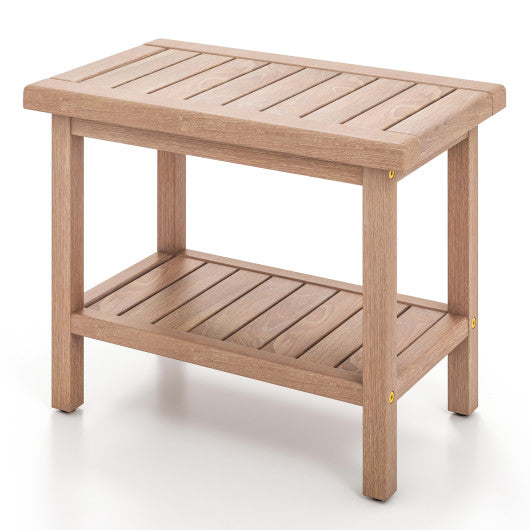 21 Inches Teak Shower Bench with Storage Shelf