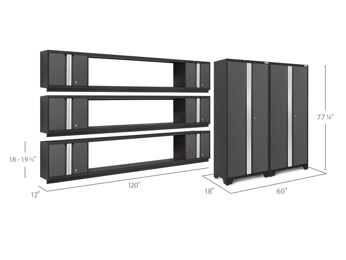 Bold Series 11 Piece Cabinet Set with Display Shelves, Wall Cabinets and 30 In. Lockers