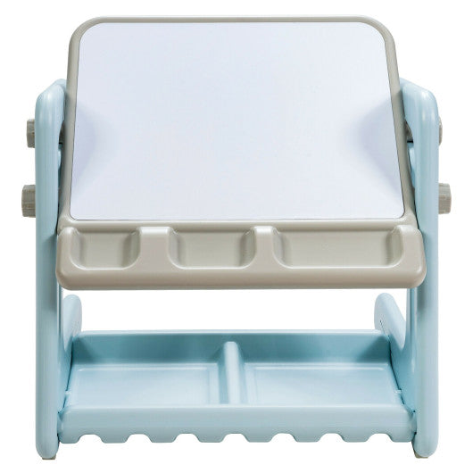 2 in 1 Kids Easel Table and Chair Set with Adjustable Art Painting Board-Blue