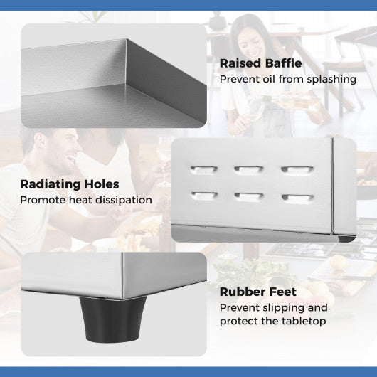 22 Inch Countertop Electric Griddle 2000W 110V Commercial Stainless Steel Grill-Silver