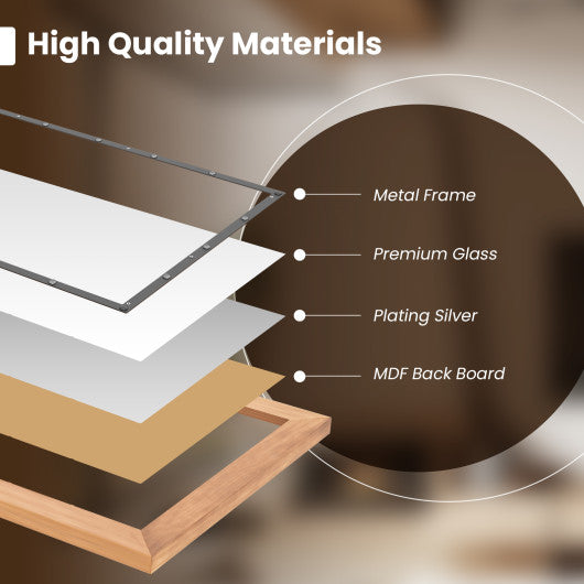 22 x 36 Inch Rectangular Frame Decor Wall Mounted Mirror with Back Board-Natural