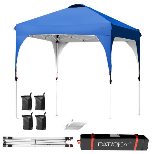 6.6 x 6.6 Feet Outdoor Pop Up Height Adjustable Canopy Tent with Roller Bag-Blue