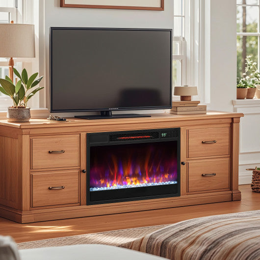 23 Inch 1500W Recessed Electric Fireplace Insert with Remote Control-Black