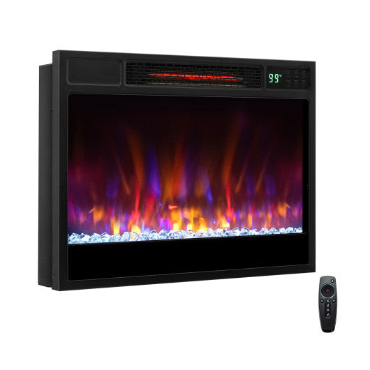 23 Inch 1500W Recessed Electric Fireplace Insert with Remote Control-Black