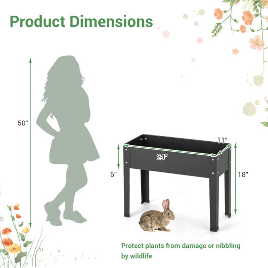 Metal Raised Garden Bed with Legs and Drainage Hole for Vegetable Flower-24 x 11 x 18 inches