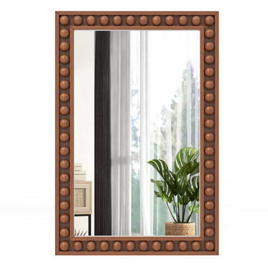 24 x 36 Inches Rustic Wall Mirror with Solid Wood Frame for Living Room Bedroom-Brown