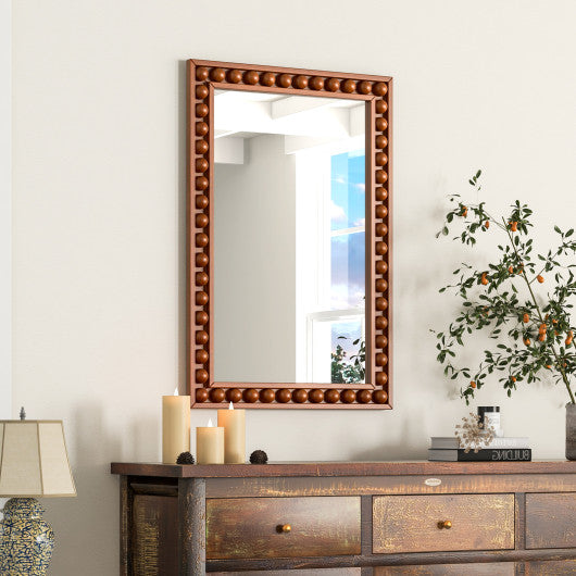 24 x 36 Inches Rustic Wall Mirror with Solid Wood Frame for Living Room Bedroom-Brown
