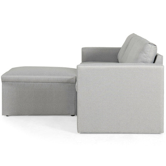 Convertible L-Shaped Sectional Sofa Couch with Reversible Chaise-Light Gray