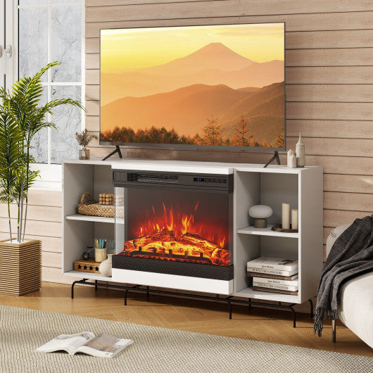 24 Inches 3-Sided Glass Electric Fireplace Heater with Remote Control