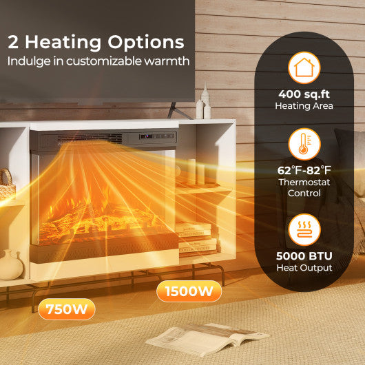 24 Inches 3-Sided Glass Electric Fireplace Heater with Remote Control