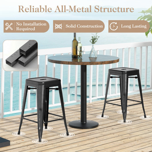 24 Inch Set of 4 Tolix Style Counter Height Barstool Stackable Chair-Black