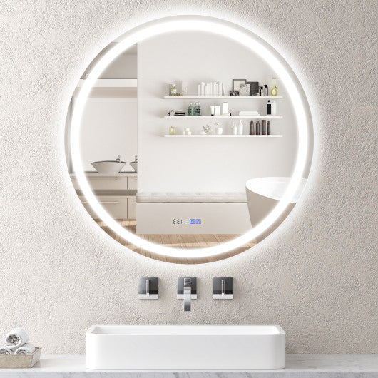 32 Inch Anti-Fog Bathroom Wall Mirror with 3-Color LED Lights