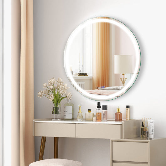 32 Inch Anti-Fog Bathroom Wall Mirror with 3-Color LED Lights