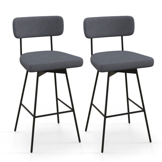 29 Inch Counter Height Upholstered Swivel Bar Stool Set of 2-Gray
