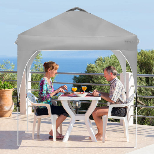 6.6 x 6.6 Feet Outdoor Pop Up Height Adjustable Canopy Tent with Roller Bag-Gray