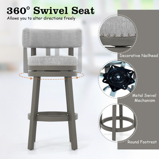 27/31 Inch Swivel Bar Stool with Upholstered Back Seat and Footrest-27 inches