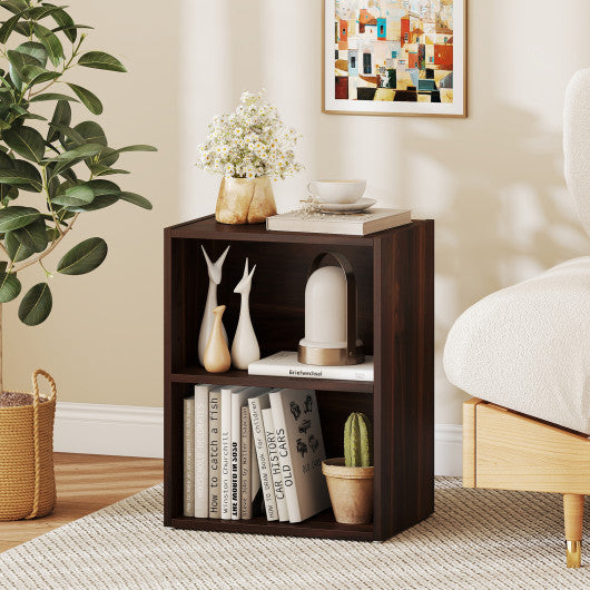 2-Layer Multifunctional Furniture Display Cabinet with Large Capacity Storage Space-Walnut