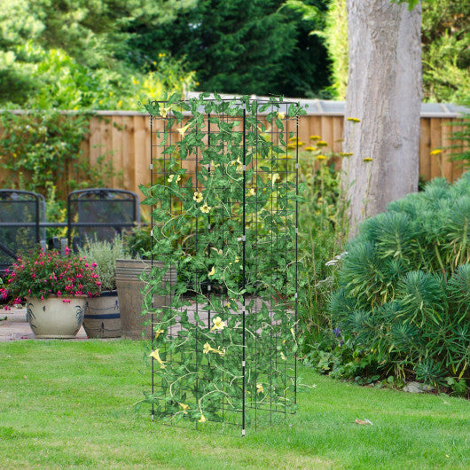 2 Pieces Foldable A-Frame Trellis Plant Supports with Twist Ties-Green