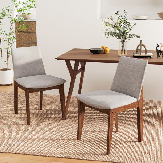 Set of 2 Wooden Dining Chairs Upholstered with High Curved Back-Walnut