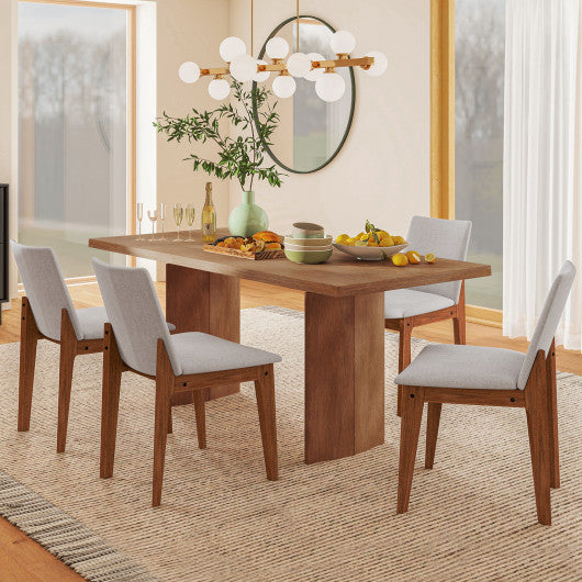 Set of 2 Wooden Dining Chairs Upholstered with High Curved Back-Walnut