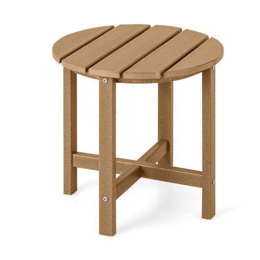 Set of 2 18 Inch Round Weather-Resistant Adirondack Side Tables-Brown