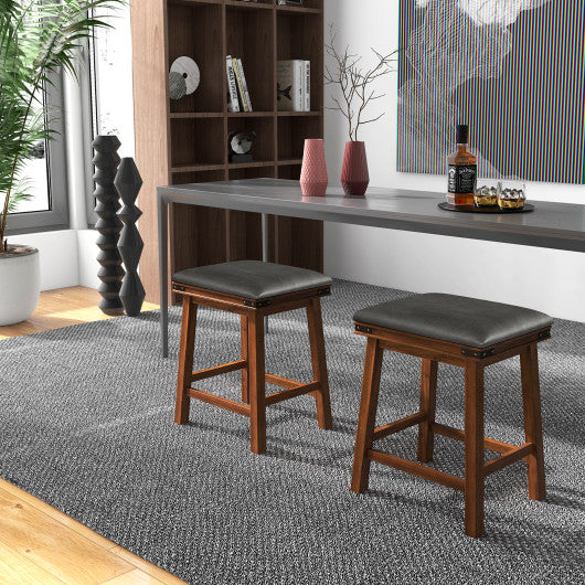 Set of 2 24/30 Inch Dining Bar Stool with Rubber Wood-24 inches