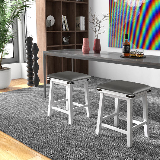 Set of 2 24/30 Inch Dining Bar Stool with Acacia Wood Frame-24 inches