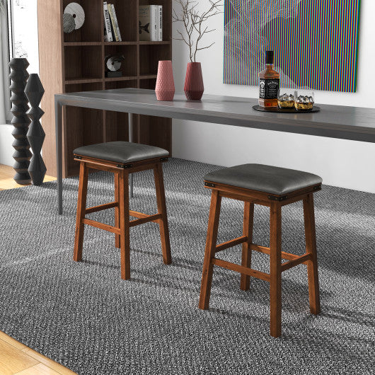 Set of 2 24/30 Inch Dining Bar Stool with Rubber Wood-30 inches