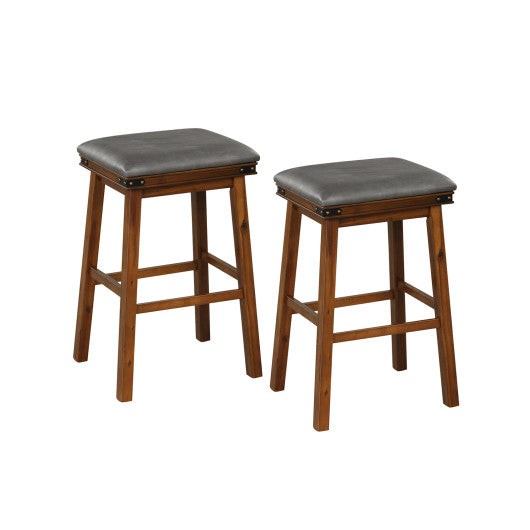 Set of 2 24/30 Inch Dining Bar Stool with Rubber Wood-30 inches