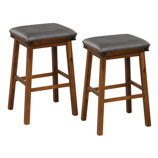 Set of 2 24/30 Inch Dining Bar Stool with Rubber Wood-30 inches