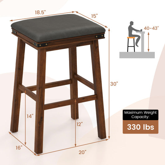 Set of 2 24/30 Inch Dining Bar Stool with Rubber Wood-30 inches