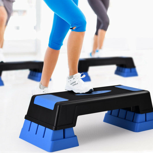 Aerobic Exercise Stepper Trainer with Adjustable Height 5 Inch- 7 Inch- 9 Inch-Blue