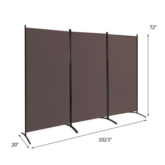 3-Panel Room Divider Folding Privacy Partition Screen for Office Room-Brown