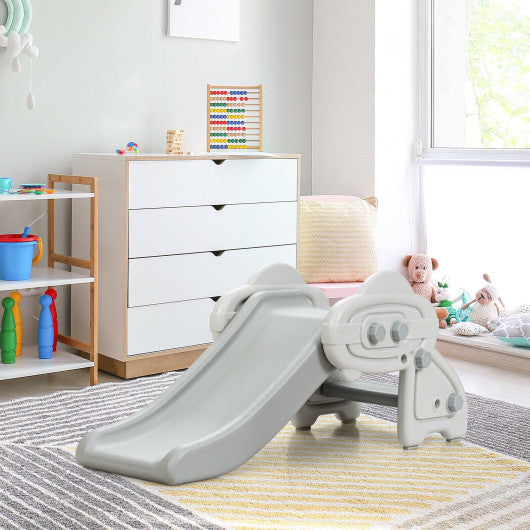 Freestanding Baby Mini Play Climber Slide Set with HDPE anf Anti-Slip Foot Pads-Gray