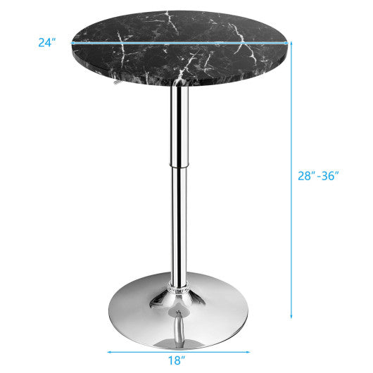 360° Swivel Cocktail Pub Table with Sliver Leg and Base-Black