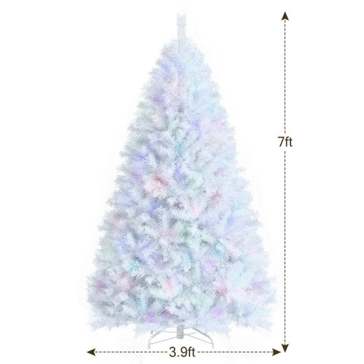 7 Feet White Iridescent Tinsel Artificial Christmas Tree with Metal Stand