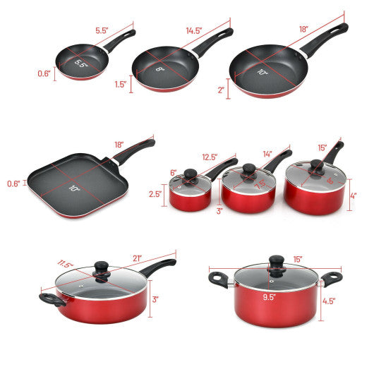 17 Pieces Hard Anodized Nonstick Cookware Pots and Pans Set