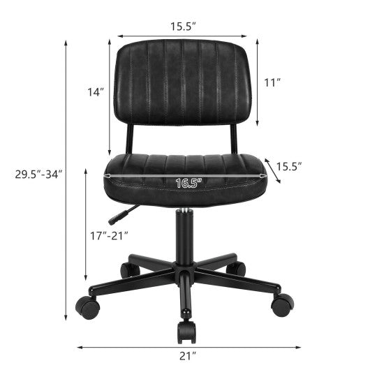 PU Leather Adjustable Office Chair Swivel Task Chair with Backrest-Black